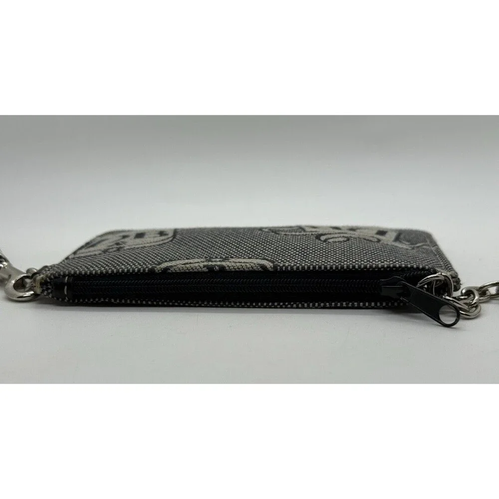 Dooney & Bourke Canvas DB Donegal Crest Wristlet Grey Black W/‎ Handstrap zip